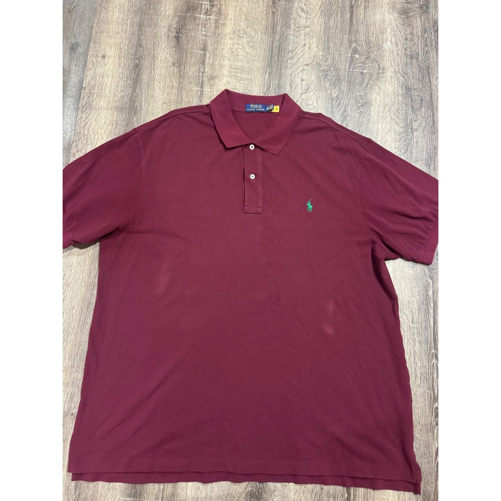 Polo Ralph Lauren Mens 2XB Polo Shirt Burgundy Maroon Short Sleeve Pique Cotton